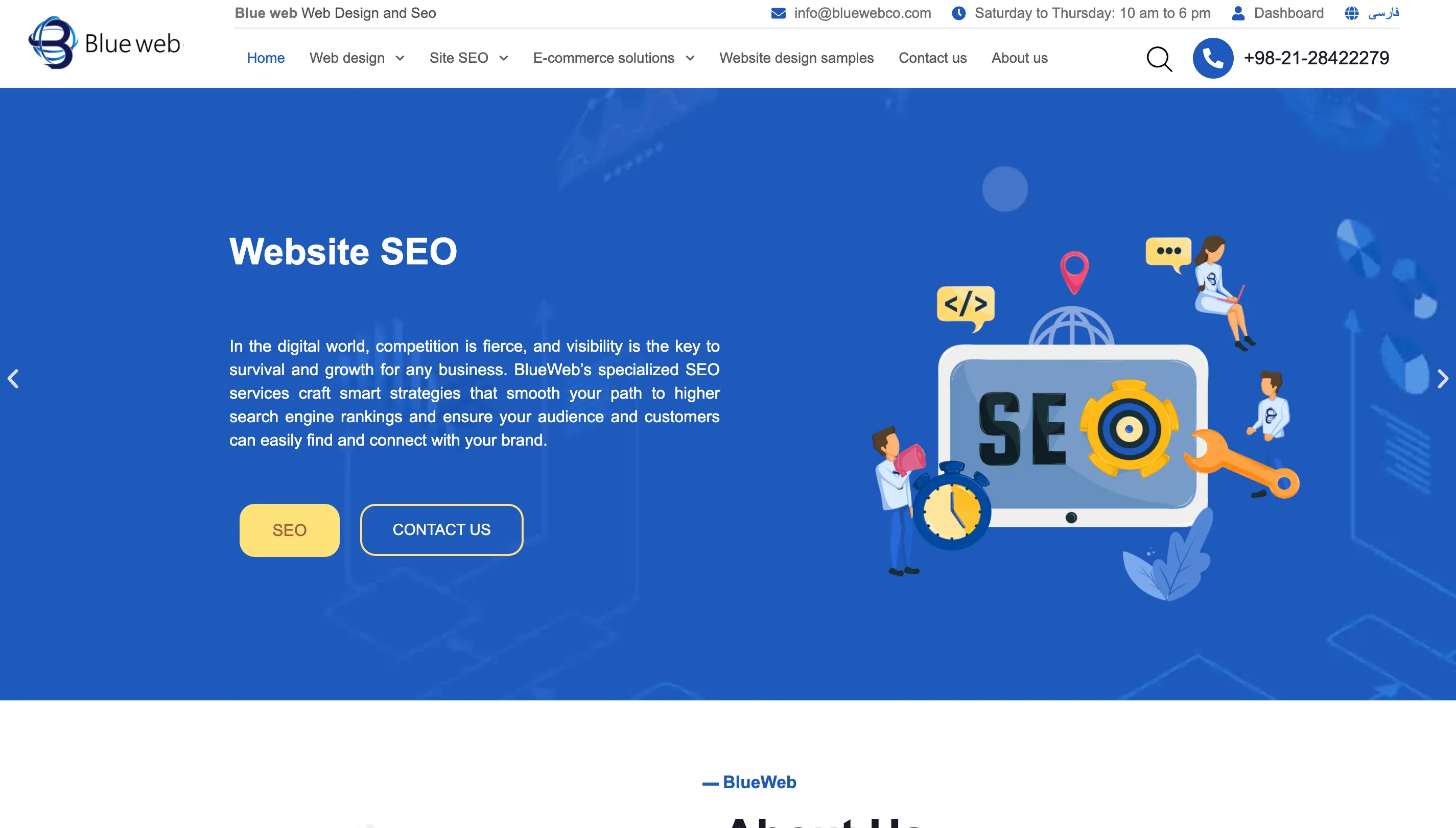 Homepage preview of BlueWeb digital agency website