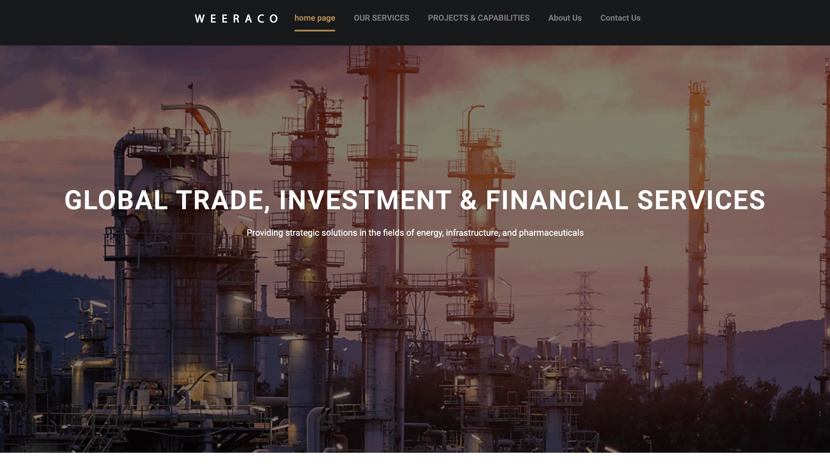 Homepage preview of Weeraco corporate website